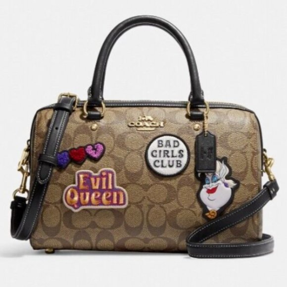 NEW - Disney X Coach Villains Bad Girls Club Rowan Satchel Purse Patches & Strap - Picture 1 of 3
